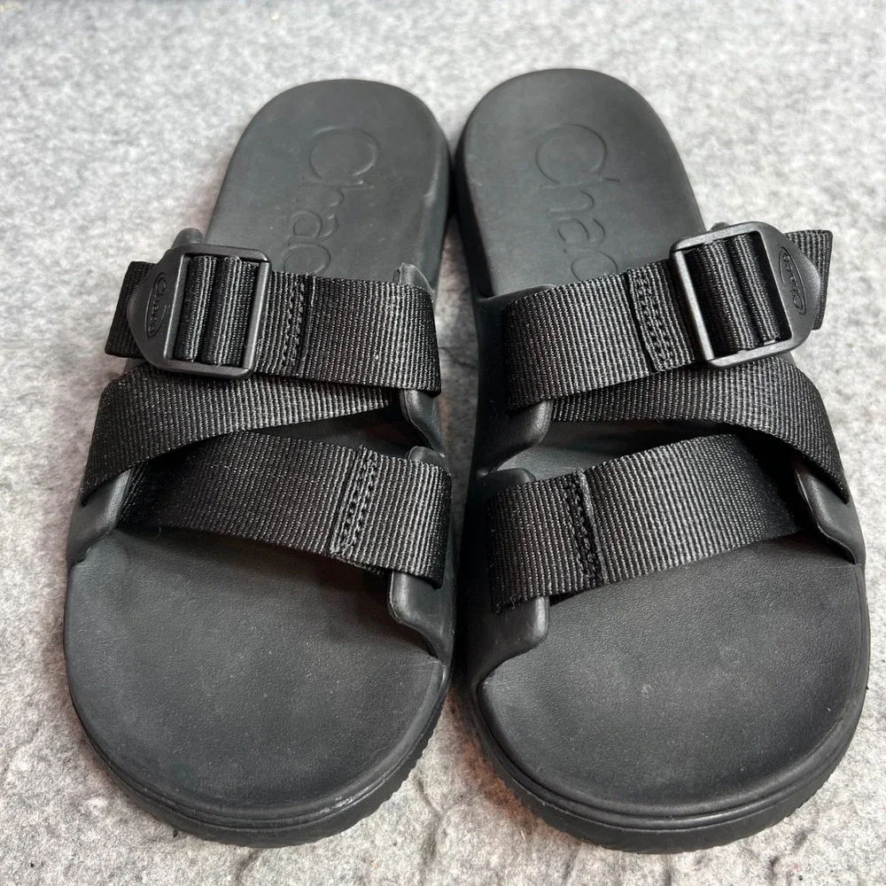 Chaco Chillos Slide Sandals Womens Black Adjustable Straps Comfort Size 7
